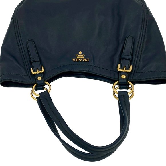 PRADA Blue Leather Tote Bag - Picture 4 of 9
